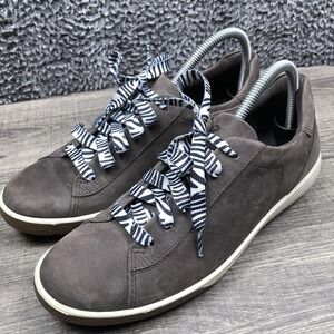 Ecco Shoes Womens Size 10.5 Brown Leather Hydromax Walking Casual Sneakers